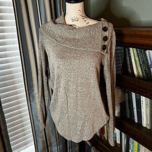 Gray Cowl neck sweater with buttons